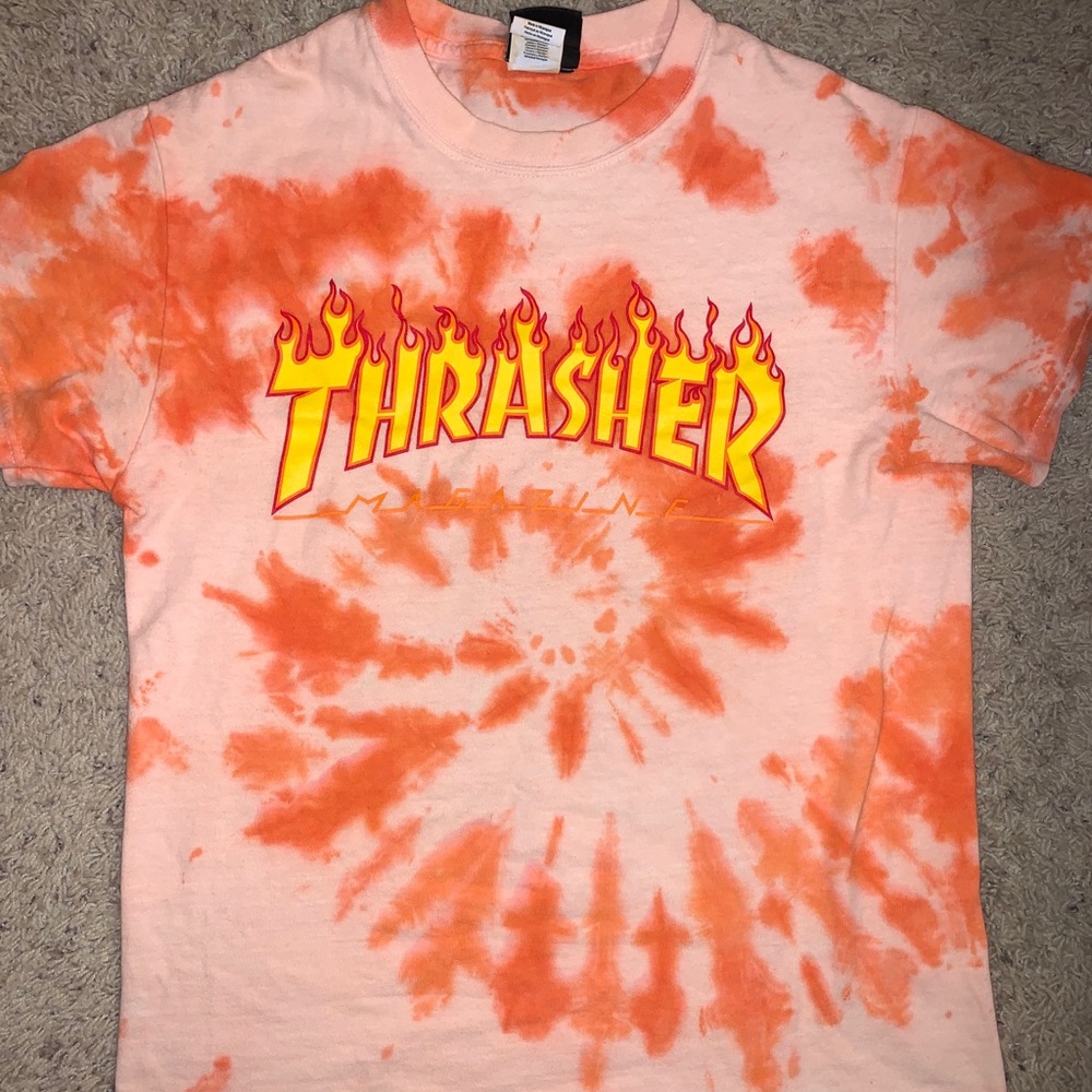 Orange tie dye thrasher shirt